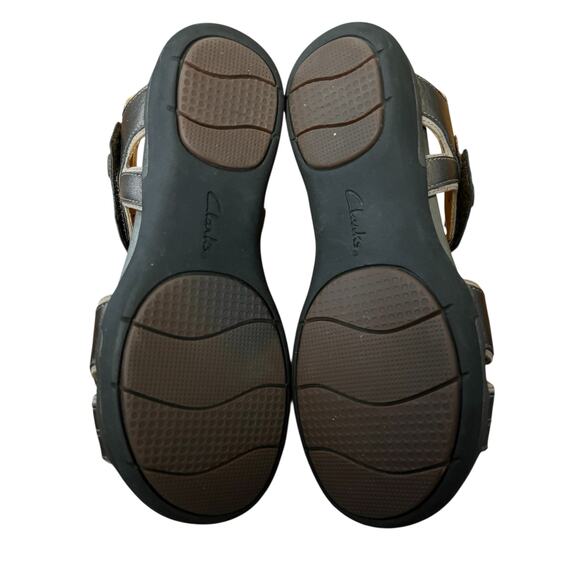 Clarks Artisan Unstructured Bronze Metallic Backstrap Leather Sandals Size 8 - Picture 7 of 7
